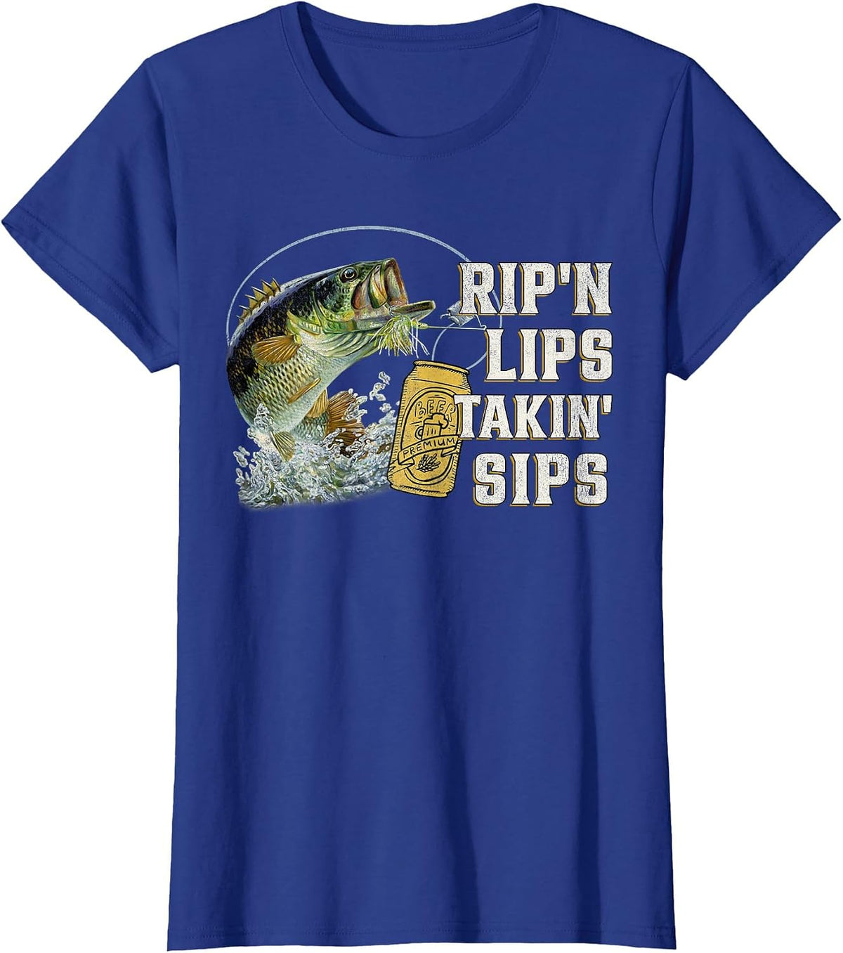Rip'n Lips Talking Sips Funny Fishing T-Shirt - Royal Blue