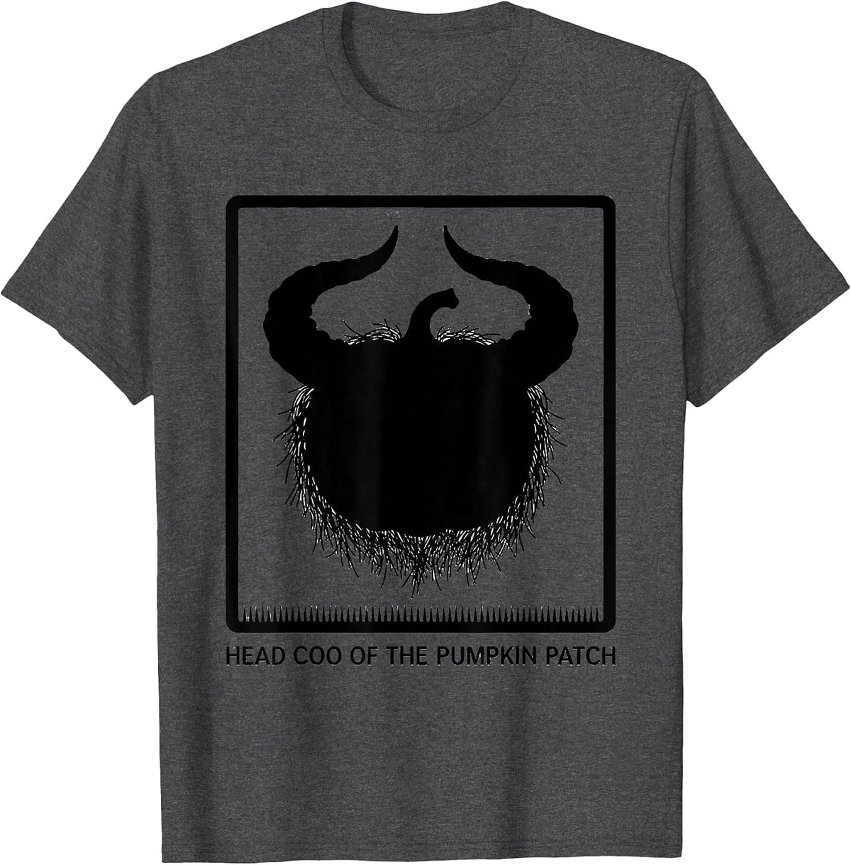 Head Coo Of The Pumpkin Patch Funny Highland Cow Fall T-Shirt - Dark Heather Grey