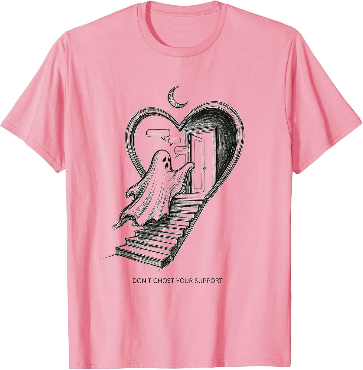 Men's Don't Ghost Your Support Mental Health Halloween Ghost T-Shirt - Pink