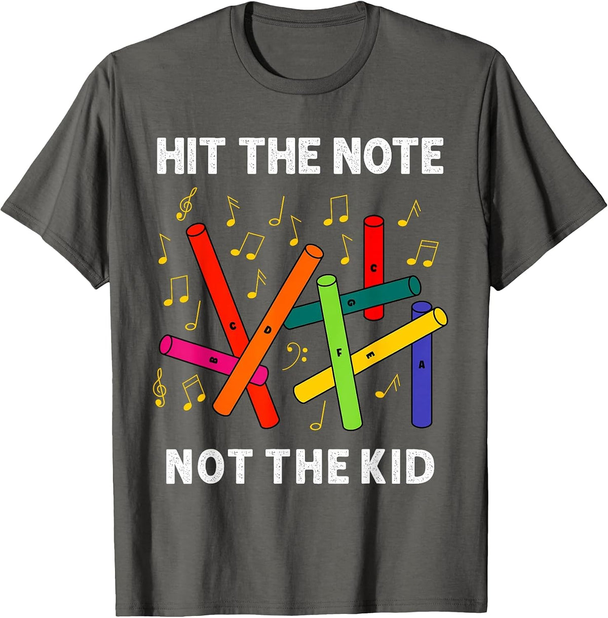 Teacher Elementary Music Classroom Funny Boomwhacker T-Shirt - Asphalt Grey