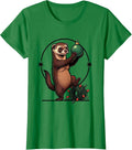 Women's Ferret Steals Ornament Cartoon Ferret Lover Humor Gift T-Shirt - Kelly Green