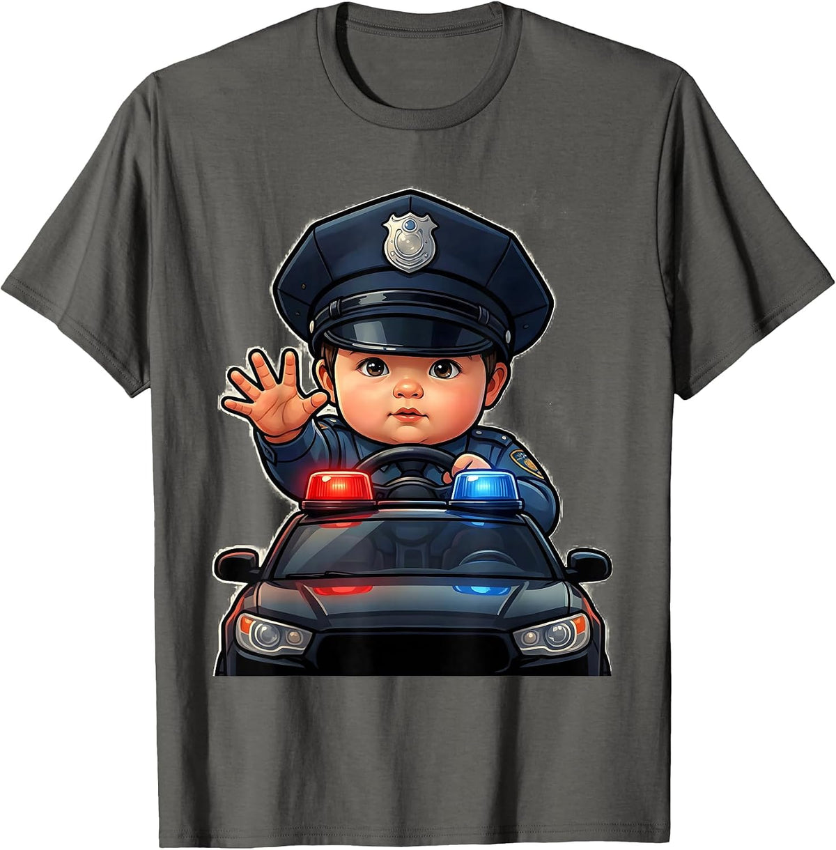 Men's Child Officer Future Police Officer Birthday Party T-Shirt - Asphalt Grey