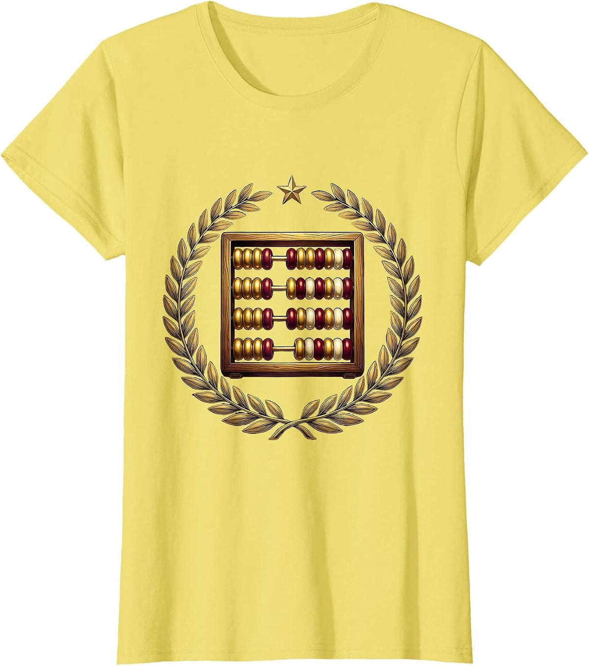 Women's Preschool Teacher Colorful Abacus Illustration T-Shirt - Lemon Yellow