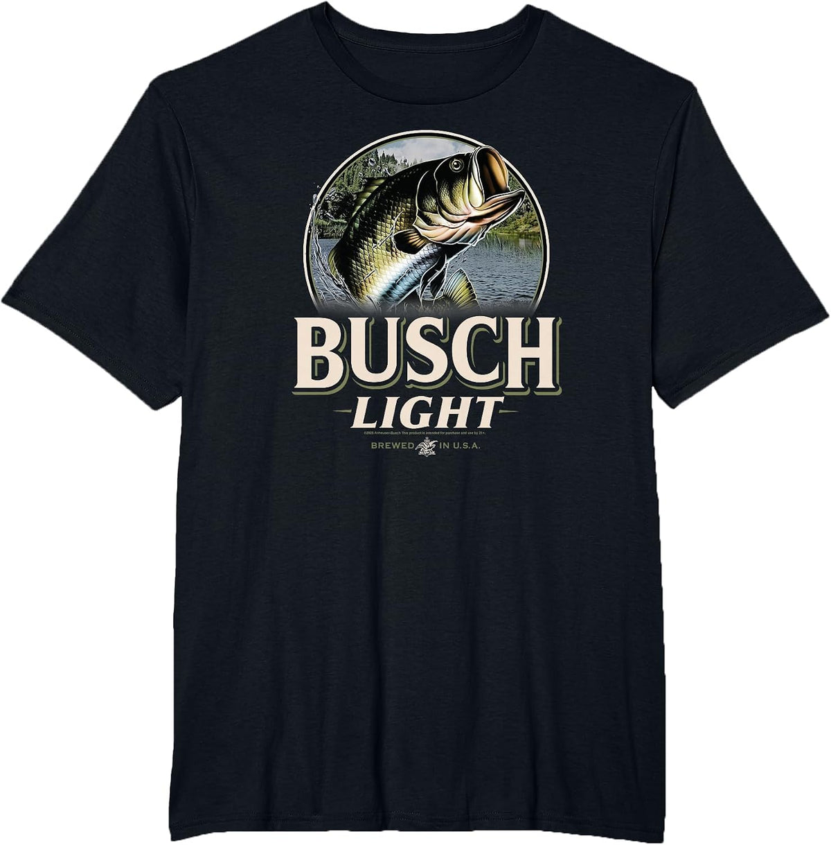 Busch Light - Last Cast - Bass Fish T-Shirt - Black
