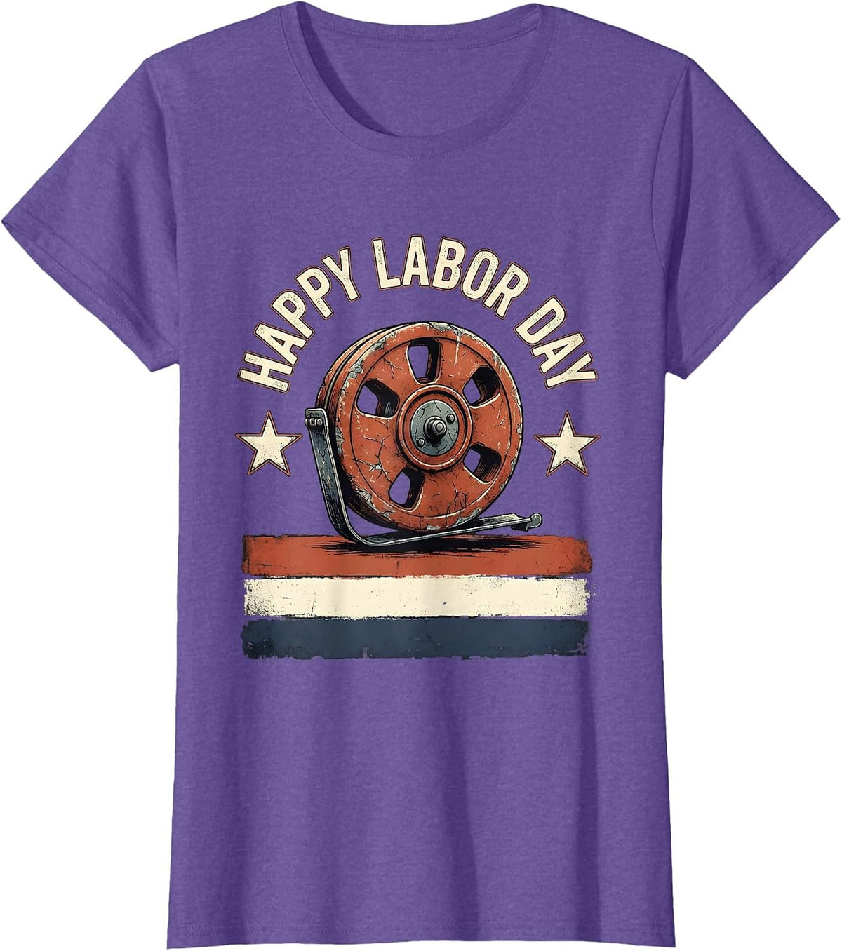 Women's Happy Labor Day Distressed Patriotic Union Worker Pride T-Shirt - Purple Heather