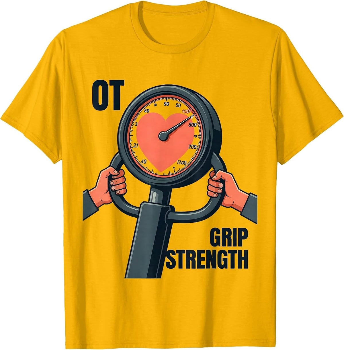 OT GRIP STRENGTH Editorial Conceptual Occupational Therapy T-Shirt - Golden Yellow
