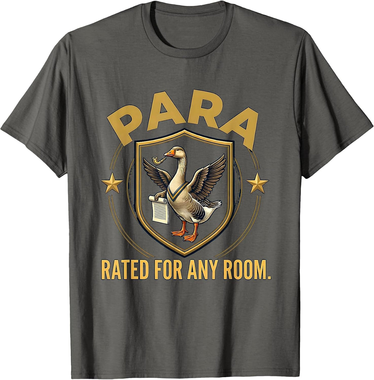 Men's Para: Rated For Any Room Funny Paraprofessional SPED Teacher T-Shirt - Asphalt Grey