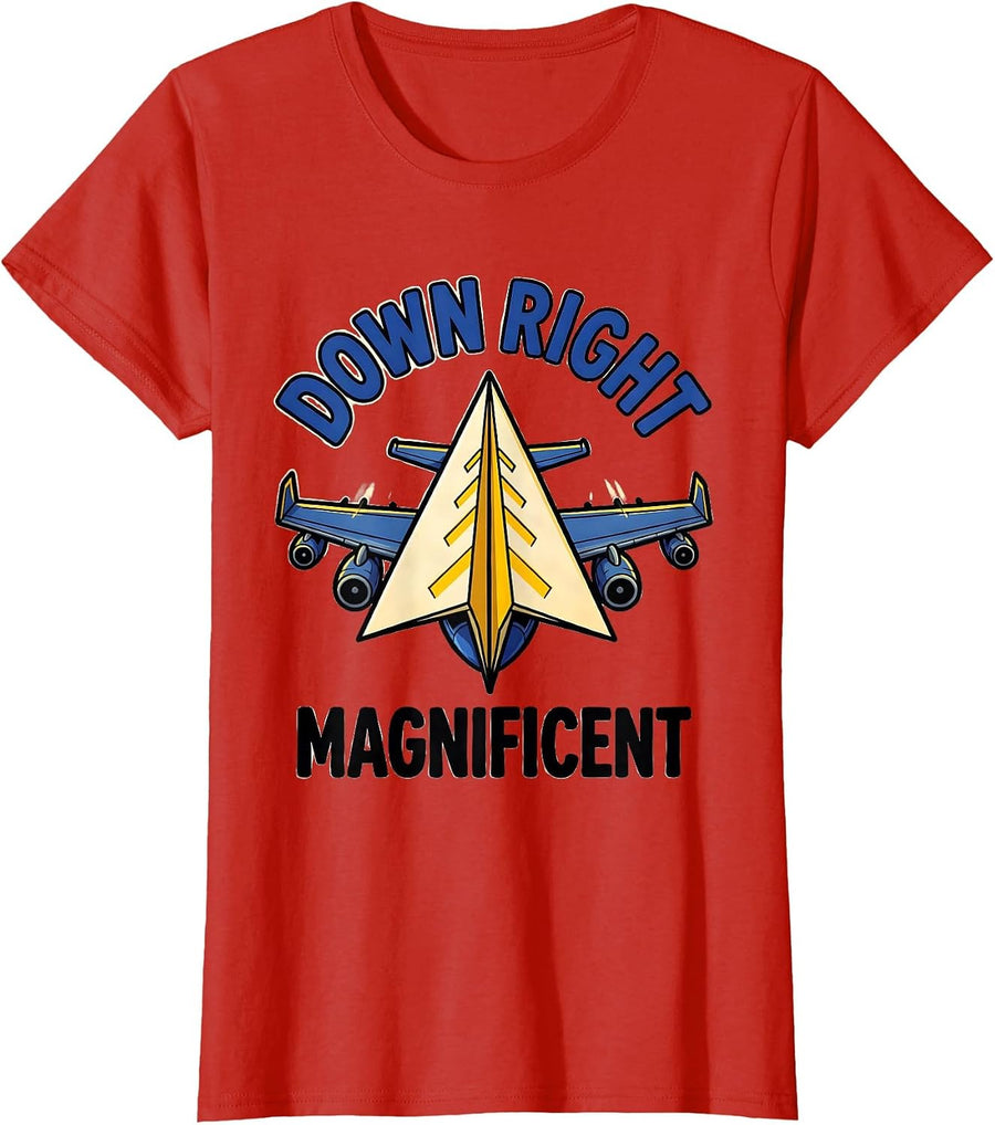 Women's Down Right Magnificent Cartoon Down Syndrome Awareness T-Shirt - Red