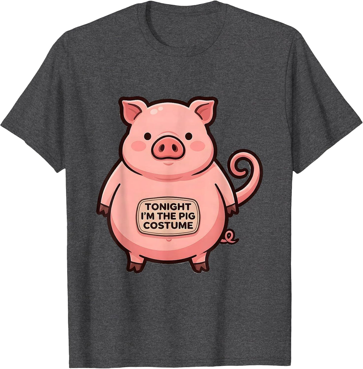 Tonight I’m The Pig Costume Cute Kawaii Halloween Family T-Shirt - Dark Heather Grey
