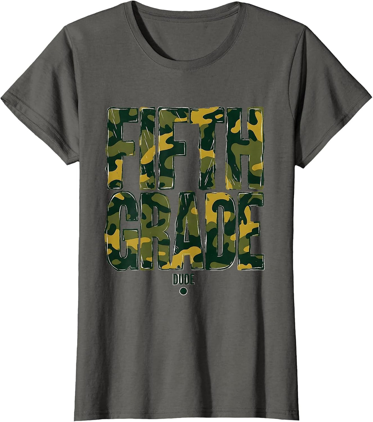 Women's Fifth Grade Dude Camo Back To School Boys First Day T-Shirt - Asphalt Grey