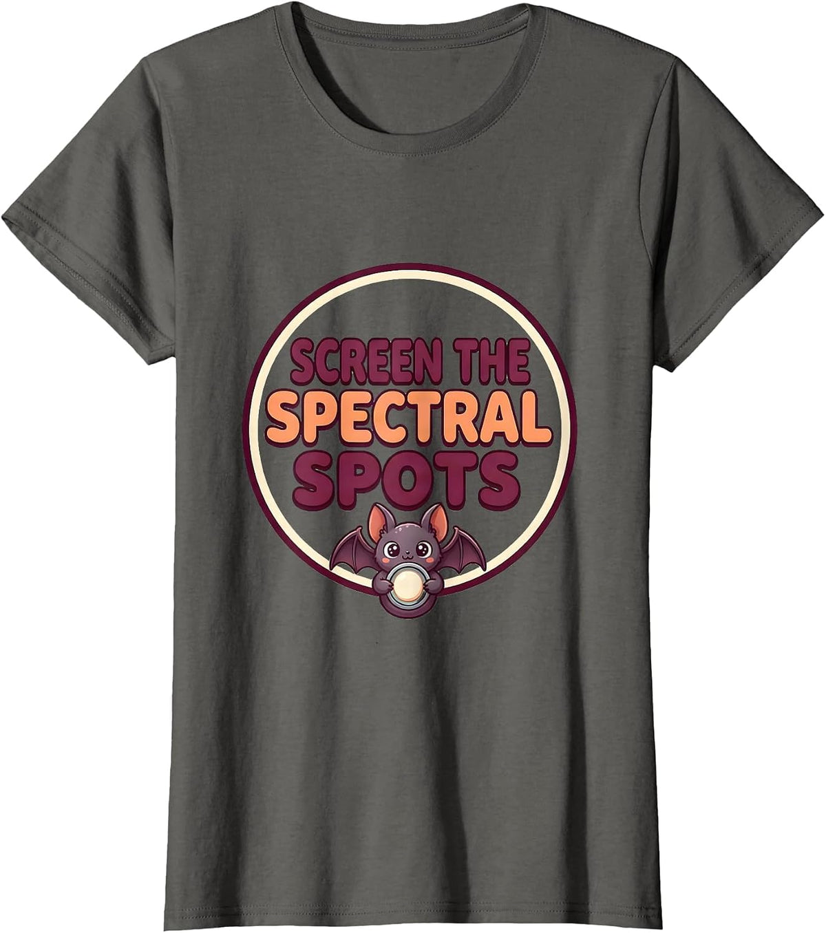 Women's Screen The Spectral Spots Cute Kawaii Halloween Dermatology T-Shirt - Asphalt Grey
