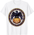 Men's Mardi Gras Crow on Glowing Jack-O-Lantern T-Shirt - White