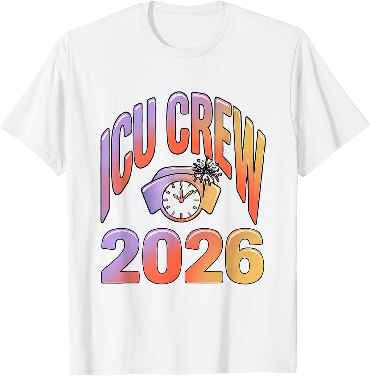 Men's ICU Crew 2026 Gradient Nurse Unit New Year Eve Party T-Shirt - White