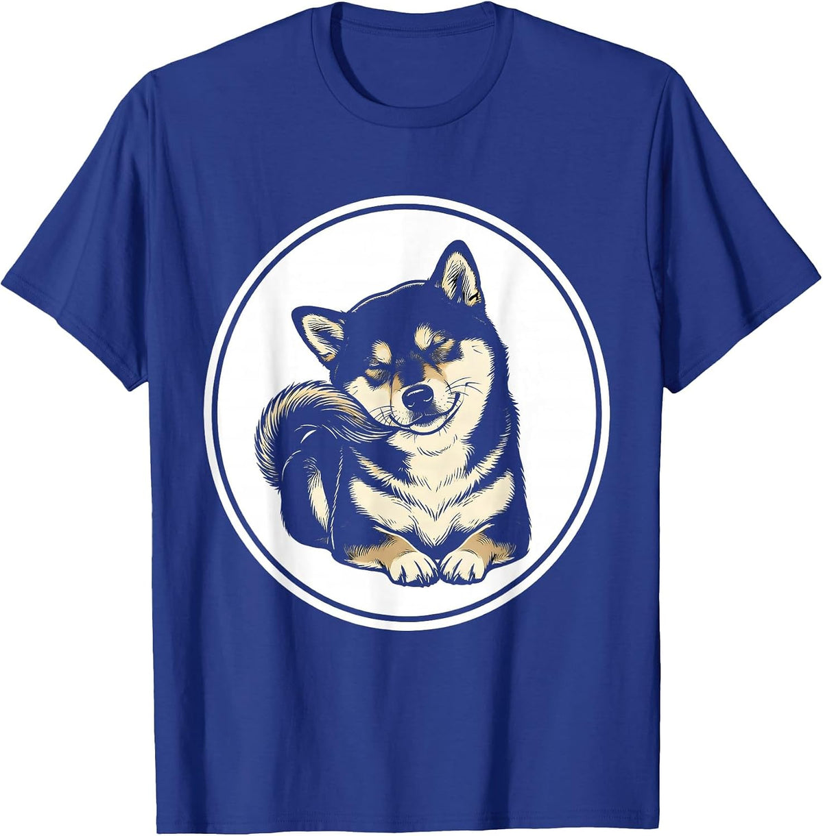 Shiba Inu Loaf Line Art Funny Dog Lover Gift T-Shirt - Royal Blue