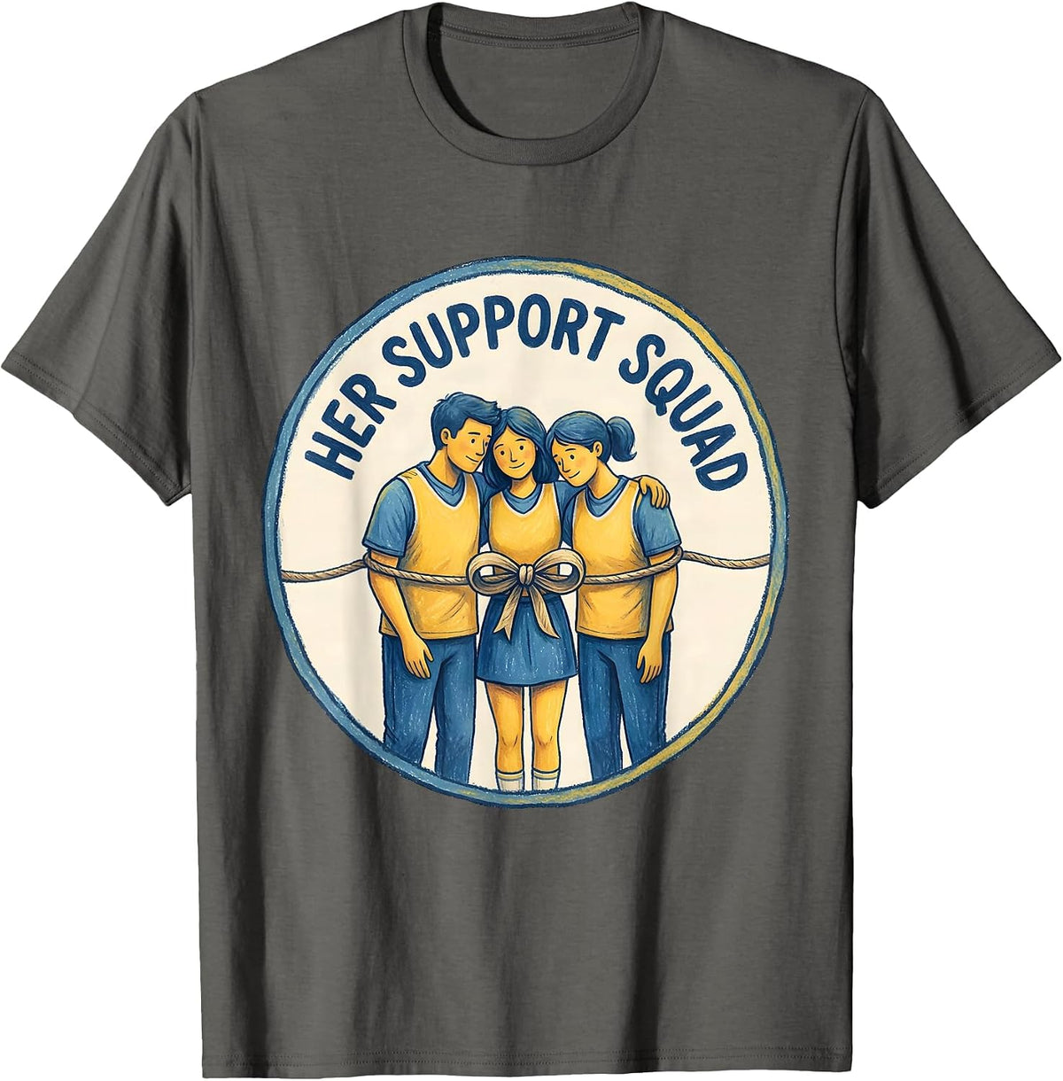 Her Support Squad Storybook Down Syndrome Awareness Homie T-Shirt - Asphalt Grey