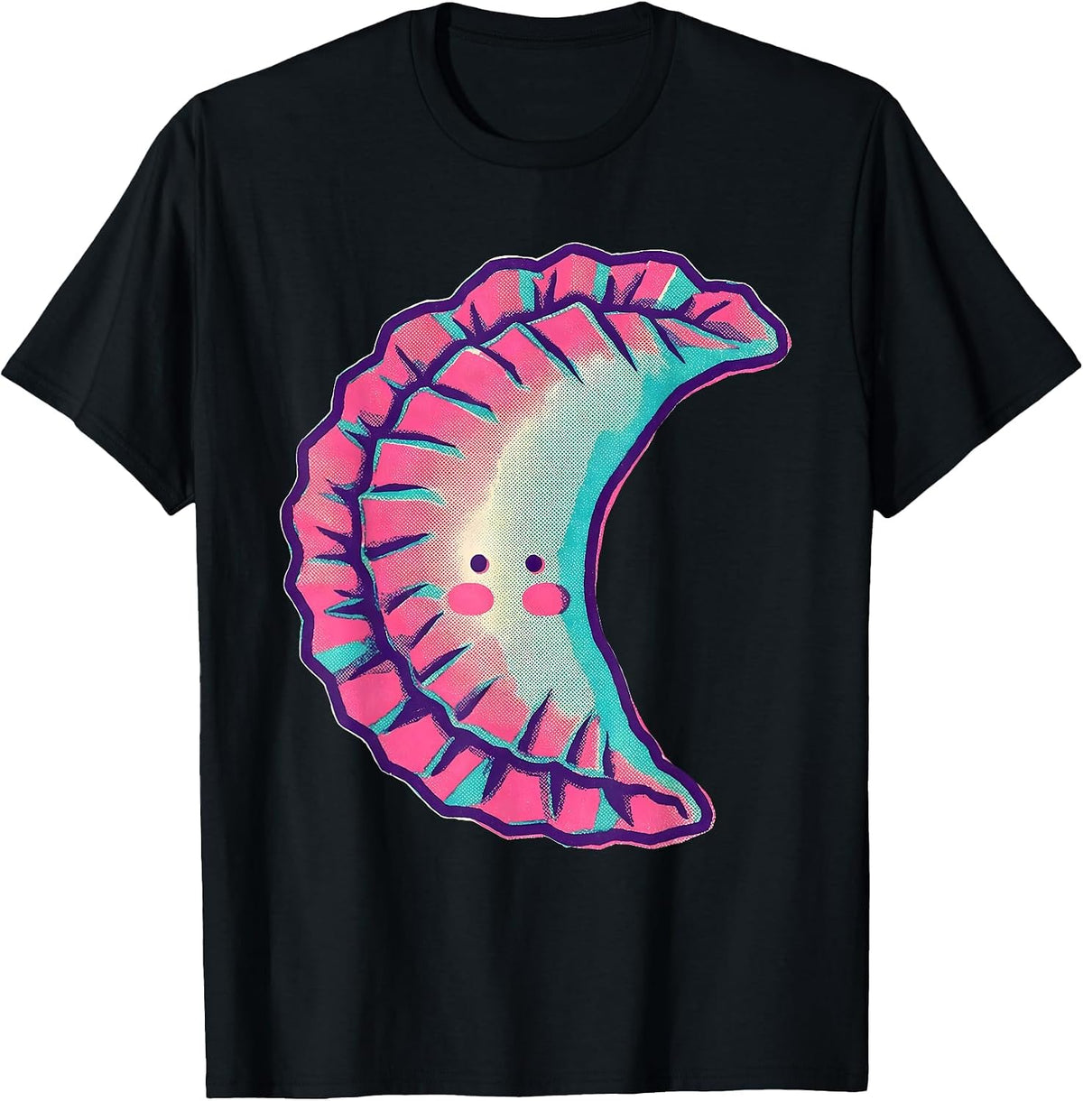 Men's Cute Kawaii Dumpling Character Food Lover Humor T-Shirt - Black