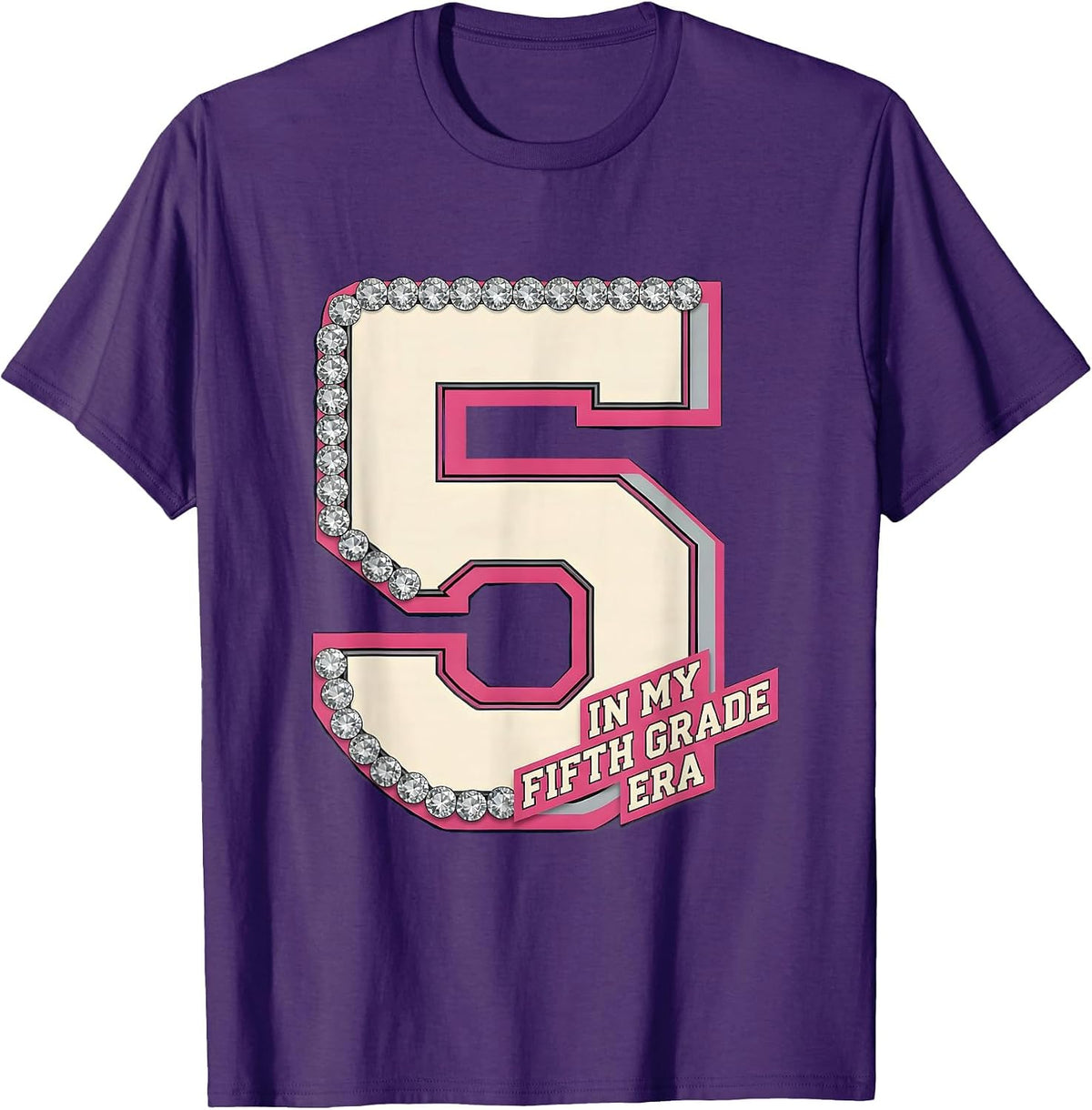 In My Fifth Grade Era Sparkle Varsity Back To School Groovy T-Shirt - Purple