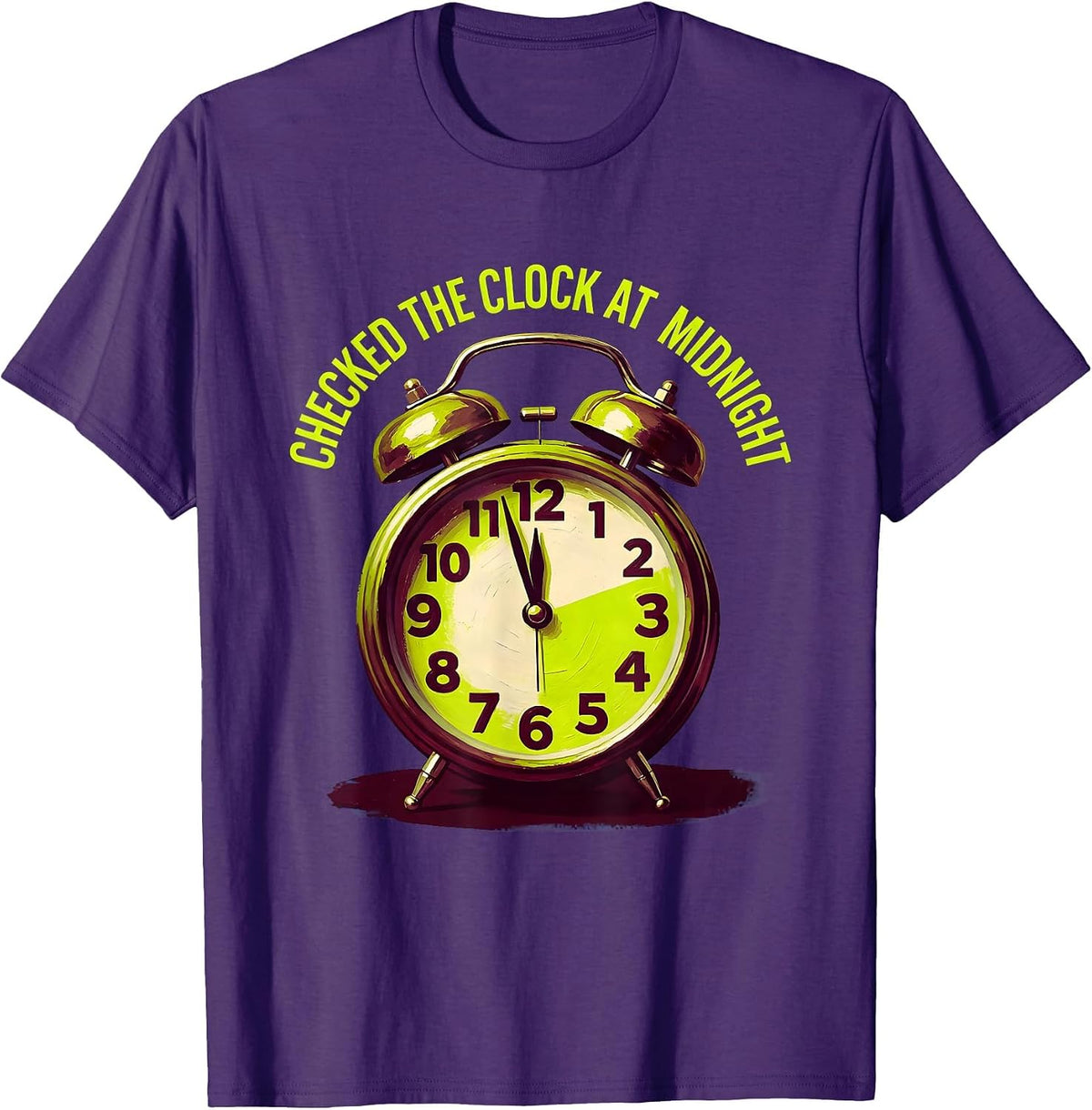 Checked the Clock at Midnight Y2K Graphic Design T-Shirt - Purple