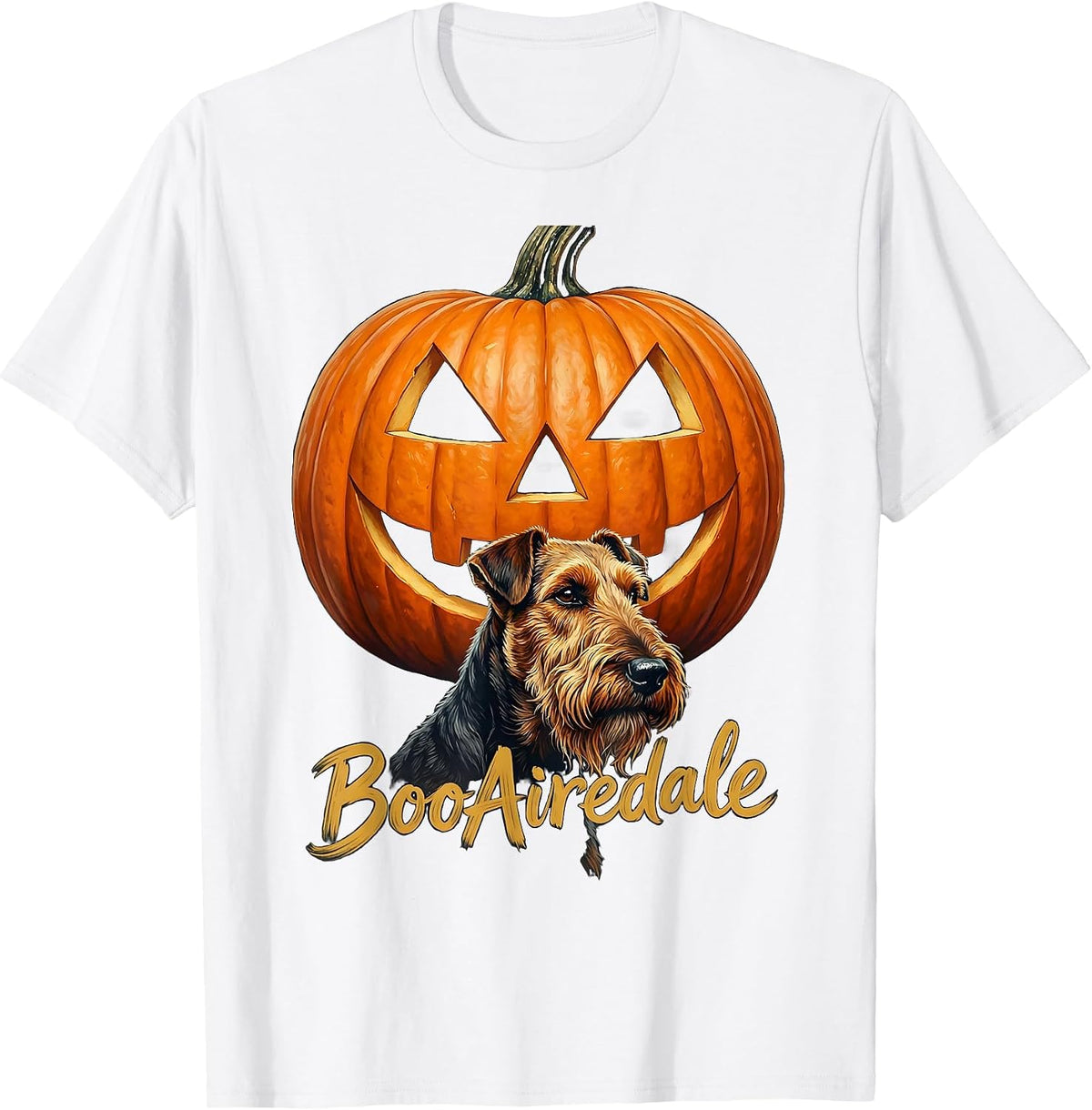 BooAiredale Funny Airedale Terrier Halloween Dog Lover Gift T-Shirt - White