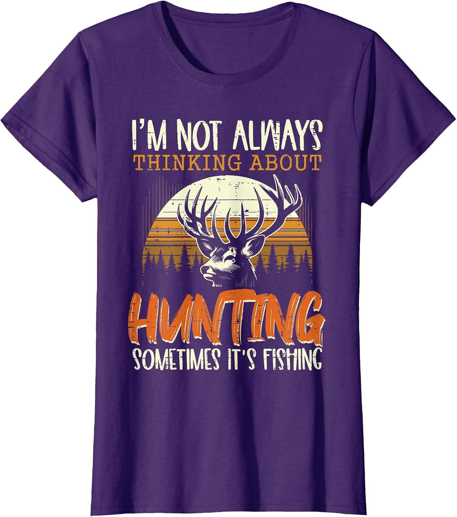 Not Always Thinking Hunting Fishing Funny Men Women Kids T-Shirt, Women, Purple, XX-Large - As Pictured