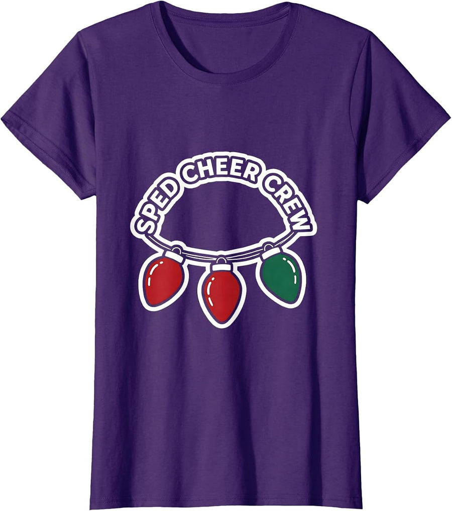 Women's SPED Cheer Crew Holiday Special Education Teacher Christmas T-Shirt - Purple