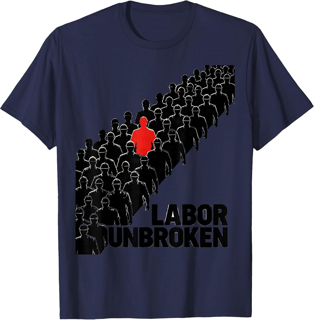 Labor Unbroken Constructivist Union Worker Solidarity Pride T-Shirt - Navy Blue