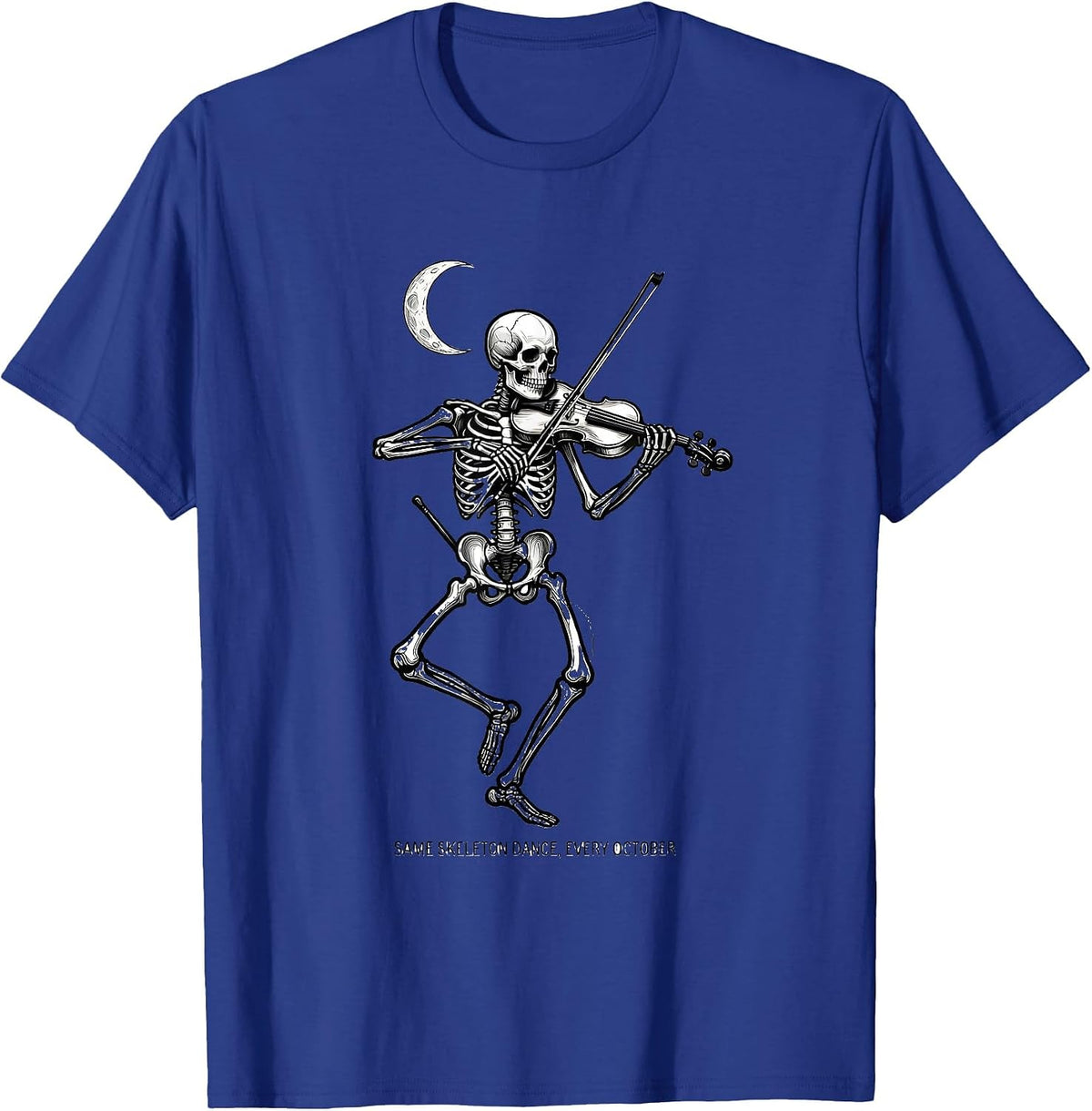 Same Skeleton Dance, Every October Whimsical Music Teacher T-Shirt - Royal Blue