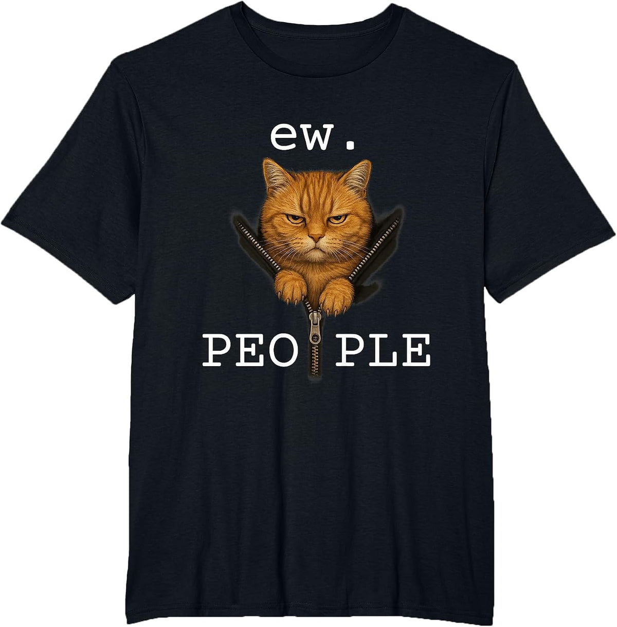 Funny Cat Shirts - Ew People Tabby Cat T-Shirt - Black