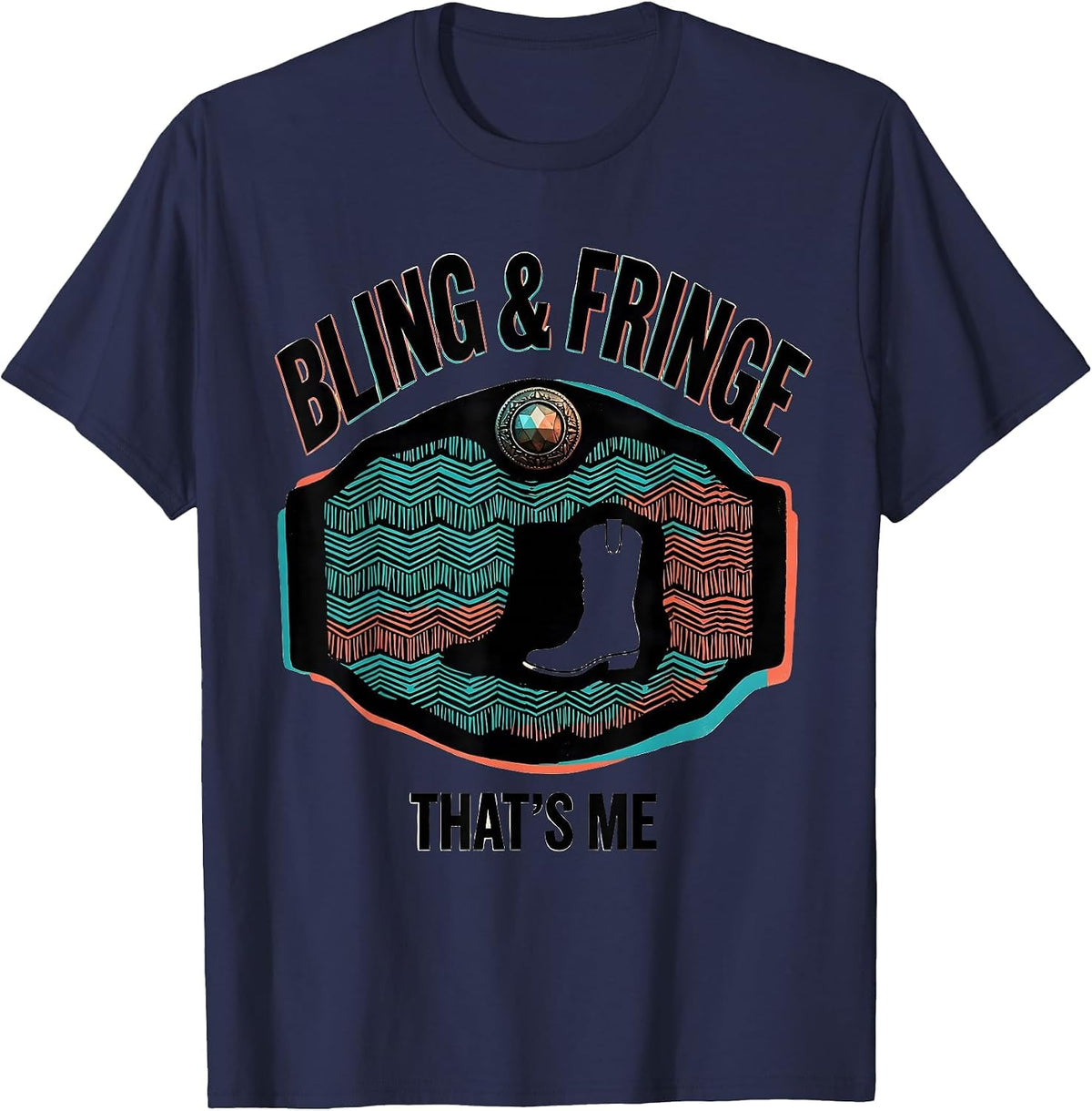 Bling & Fringe That's Me Western Cowgirl Rodeo Pride T-Shirt - Navy Blue
