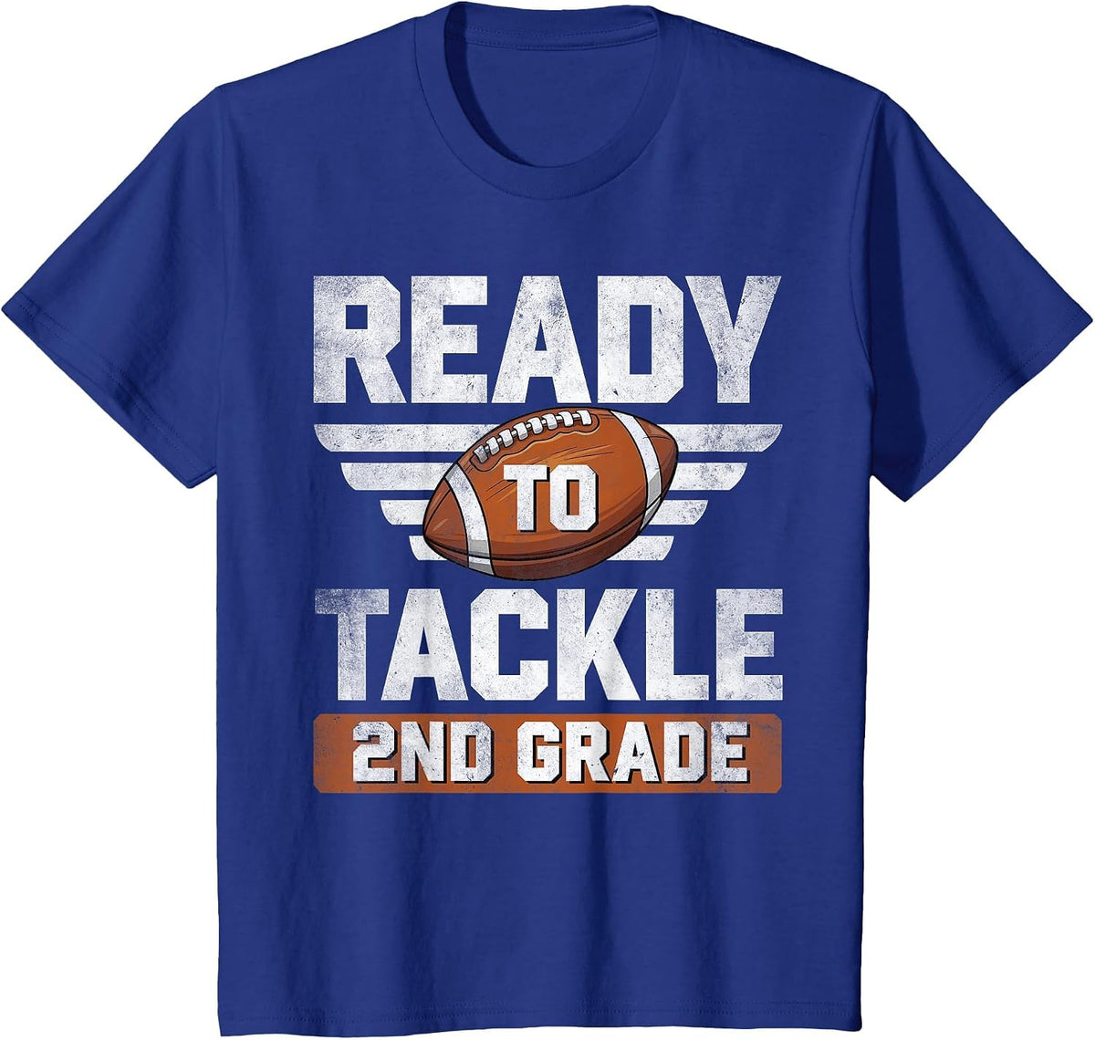 Ready to Tackle 2nd Grade Football Back to School Boys Kids T-Shirt - Royal Blue
