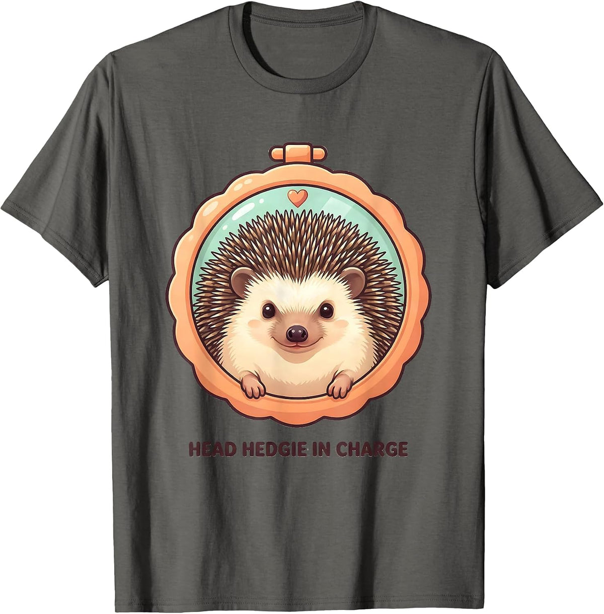 Head Hedgie In Charge Cute Kawaii Hedgehog Pet Lover Humor T-Shirt - Asphalt Grey
