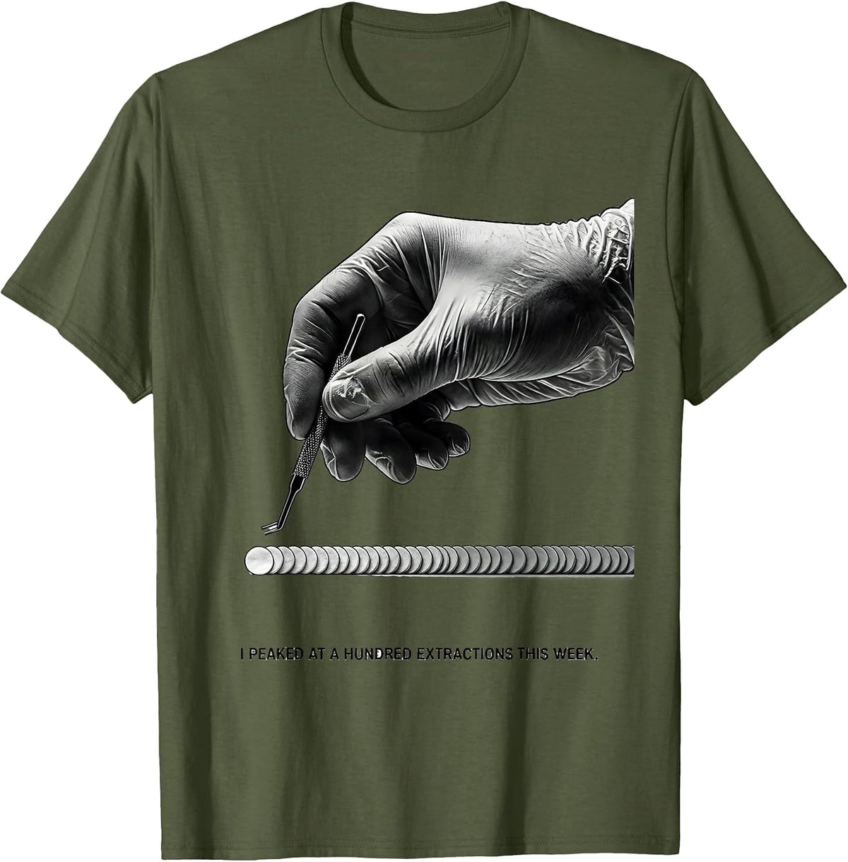 I Peaked At A Hundred Extractions This Week Esthetician T-Shirt - Olive Green