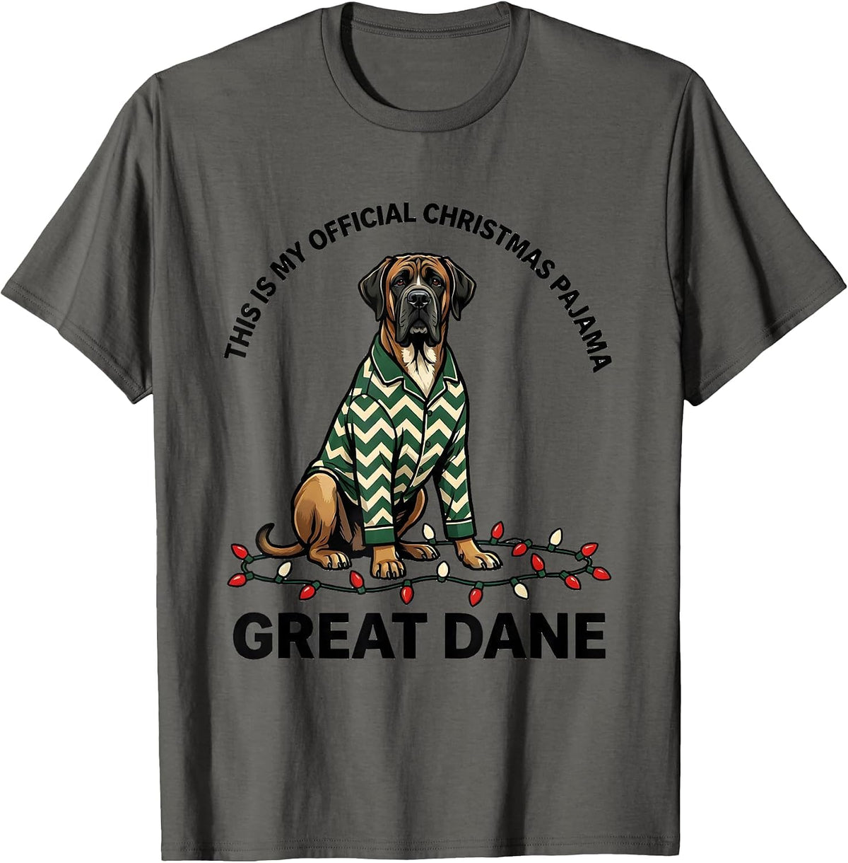 This Is My Official Christmas Pajama Great Dane Dog Lover T-Shirt - Asphalt Grey