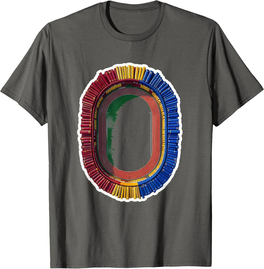 Bookshelf Running Track Reading Lover Graphic T-Shirt - Asphalt Grey