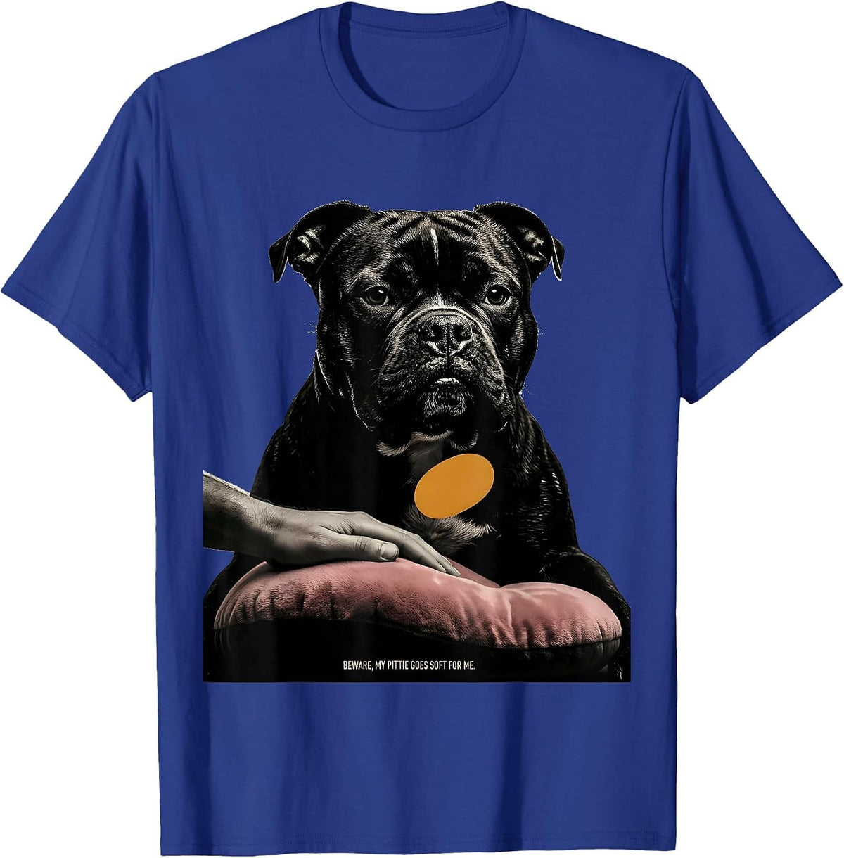 Men's Beware, My Pittie Goes Soft For Me Funny Pitbull Dog Mom T-Shirt - Royal Blue