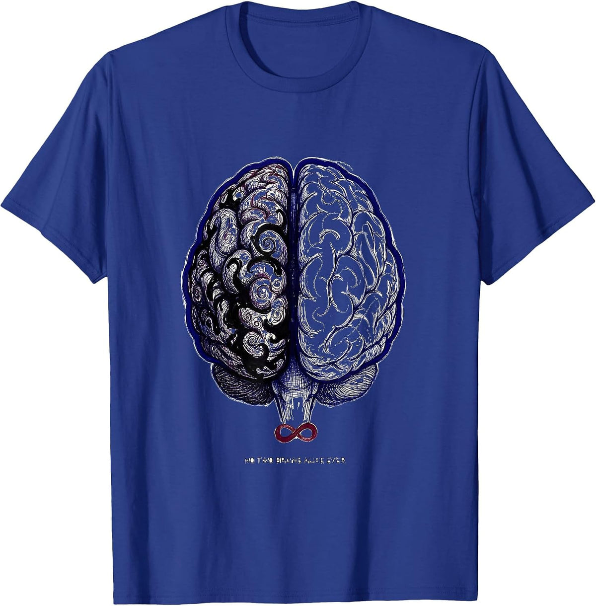 Men's No Two Brains Alike Autism Mom Design T-Shirt - Royal Blue