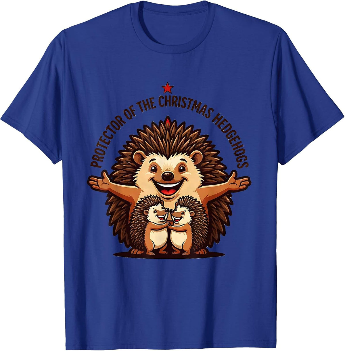 Men's Protector Of The Christmas Hedgehogs Cute Hedgehog Lover T-Shirt - Royal Blue