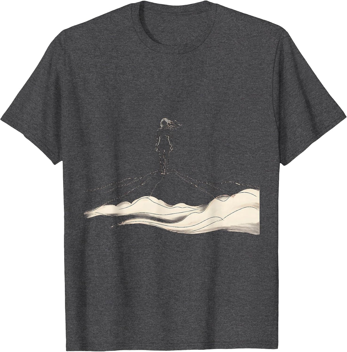 Men's Lone Hiker Above the Clouds Mountain Ridge T-Shirt - Dark Heather Grey