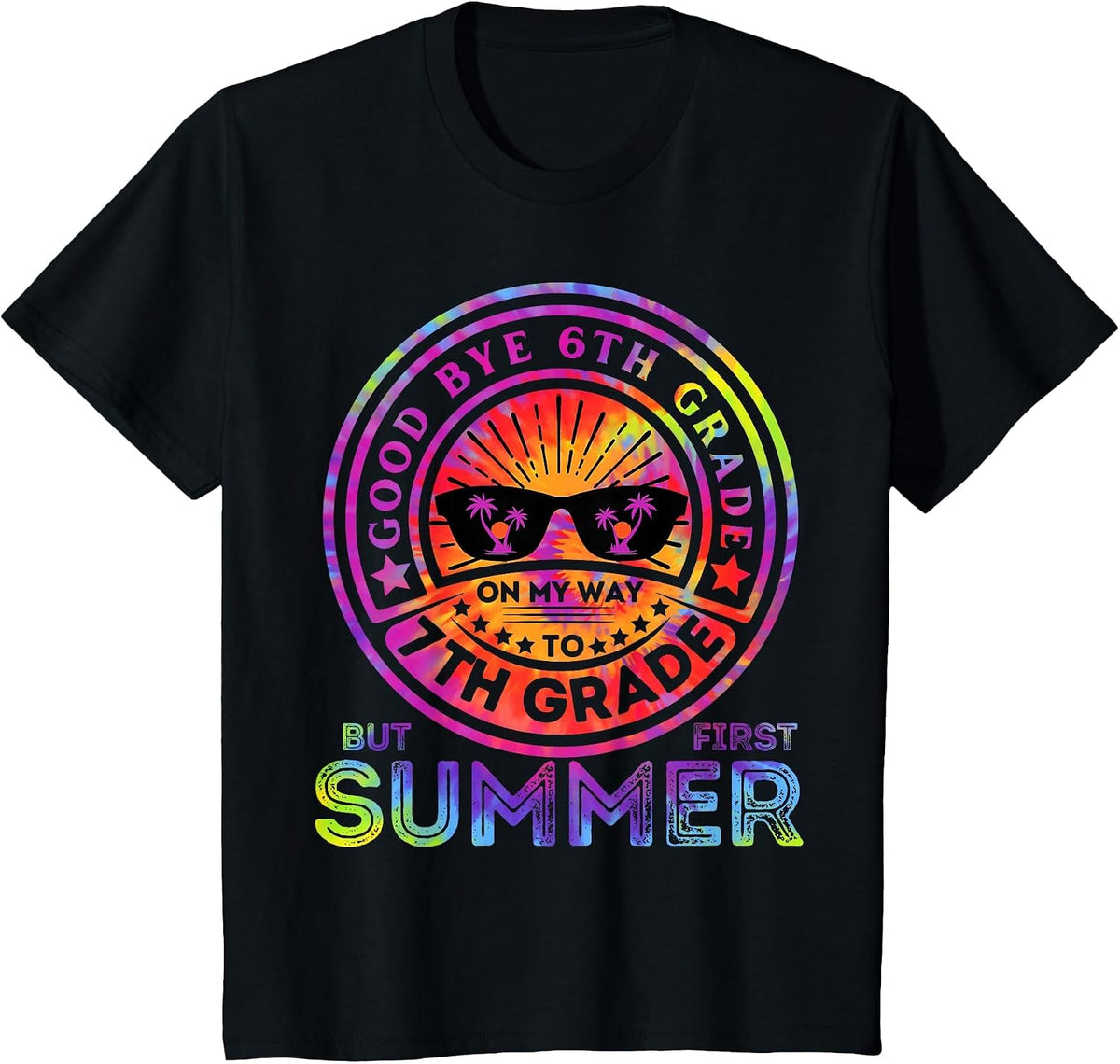 Goodbye 6th Grade Graduation to 7th Grade First Summer Kids T-Shirt - Black