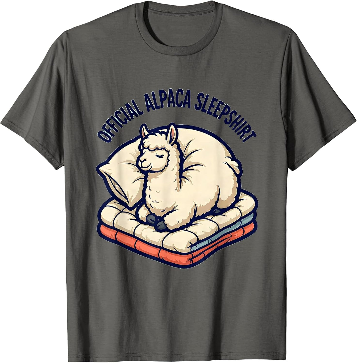 Official Alpaca Sleepshirt Cute Cartoon Animal Lover Gift T-Shirt - Asphalt Grey