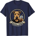 Airedale Terrier Iced Coffee Run Copilot Funny T-Shirt - Navy Blue