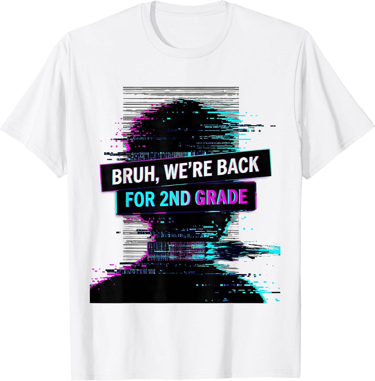 Men's Bruh We’re Back For 2nd Grade Glitch Humor Back To School T-Shirt - White