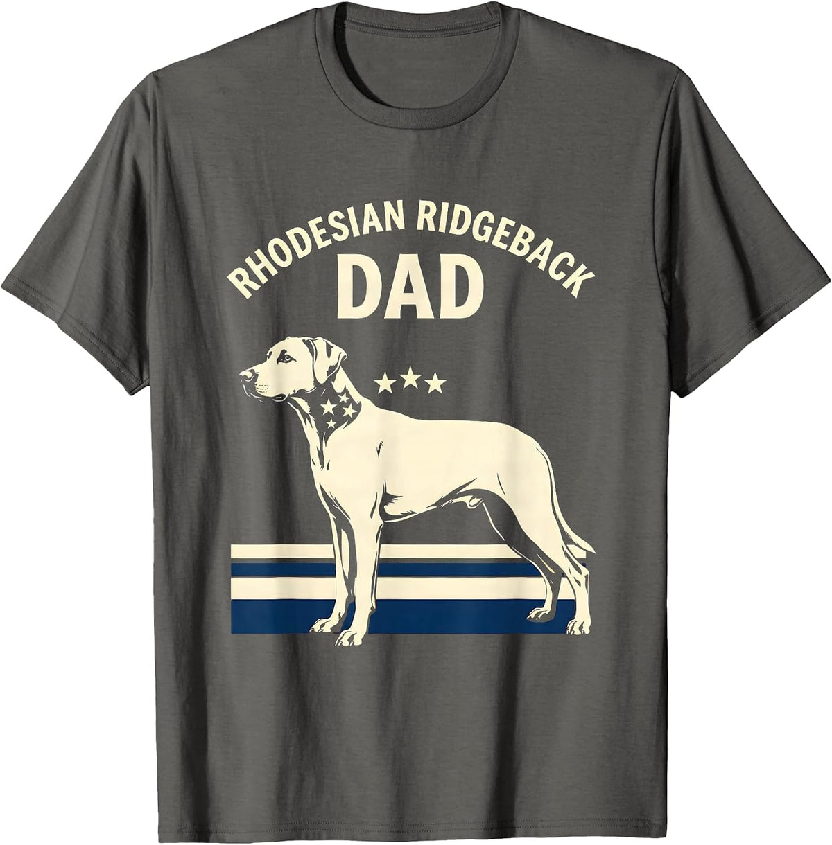 Rhodesian Ridgeback Dad Patriotic Dog Breed Pride 4th T-Shirt - Asphalt Grey