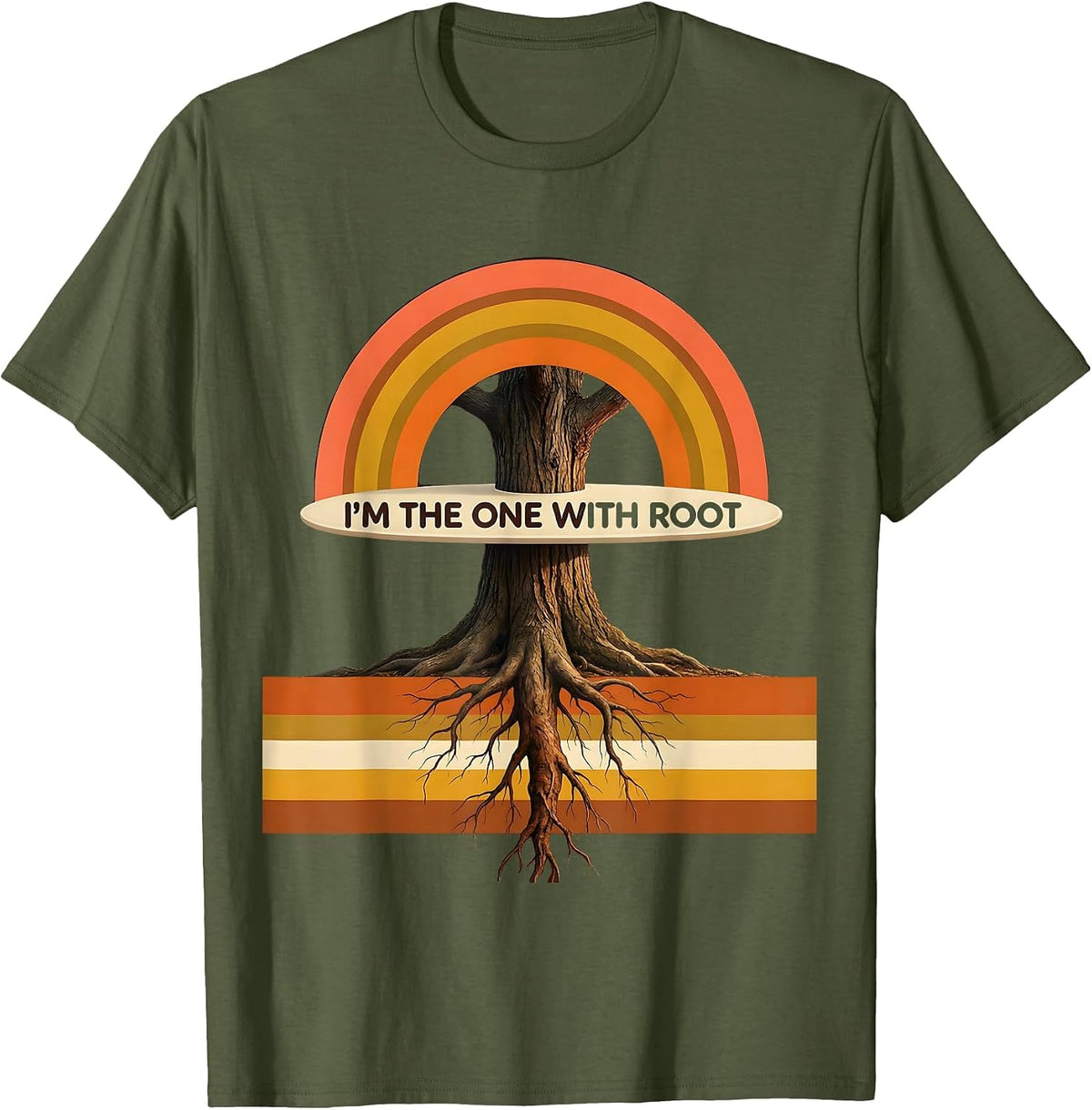 Men's I'm The One With Root Retro 70s Linux Sysadmin Humor T-Shirt - Olive Green