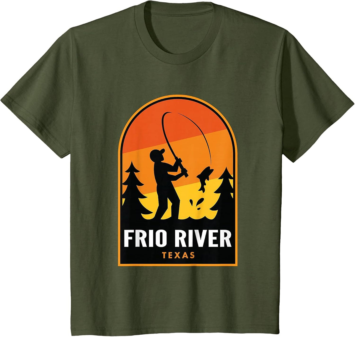 Frio River Texas Fishing T-Shirt - Olive Green