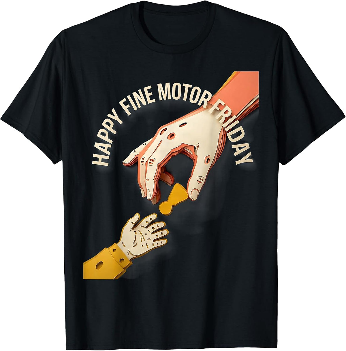 Men's Happy Fine Motor Friday Occupational Therapy OT Assistant T-Shirt - Black
