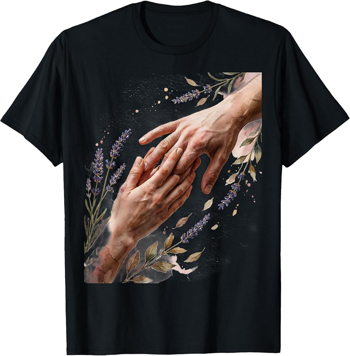 Men's Occupational Therapy Hand Stretching Illustration T-Shirt - Black