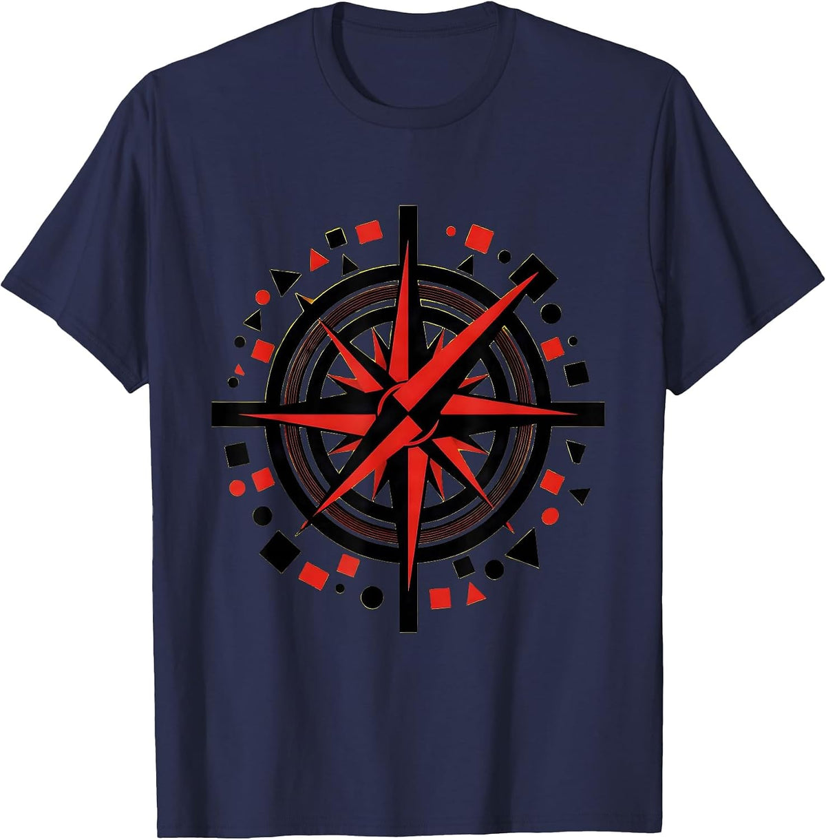 Men's Dyslexia Awareness Spinning Compass Alphabet Art T-Shirt - Navy Blue
