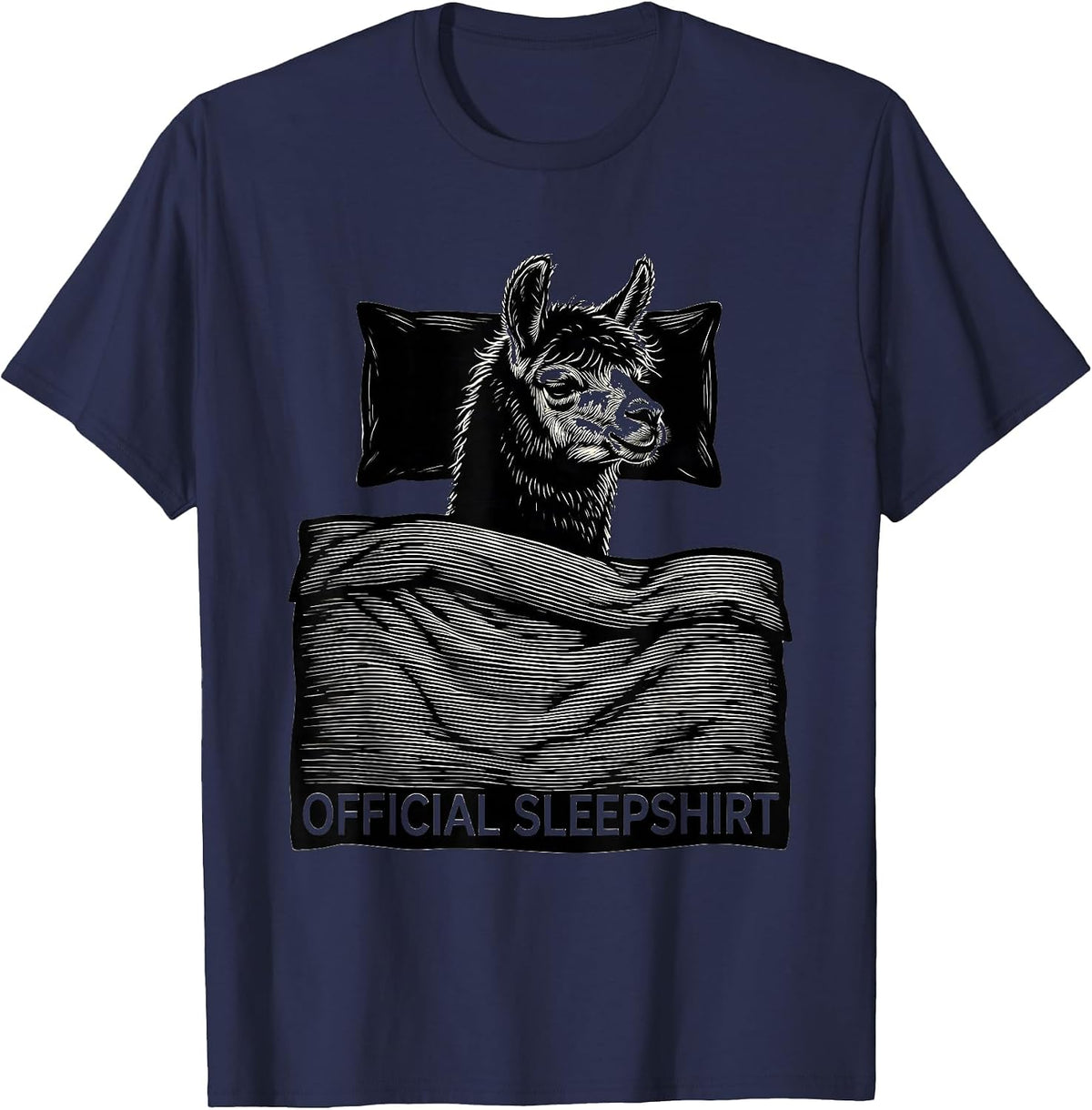 Official Sleepshirt Sleeping Alpaca Cozy Animal Lover Gift T-Shirt - Navy Blue