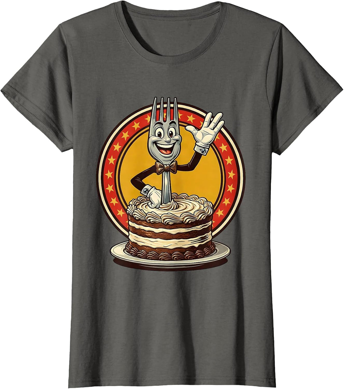 Women's Dad Tax Collector Fork Dessert Graphic T-Shirt - Asphalt Grey